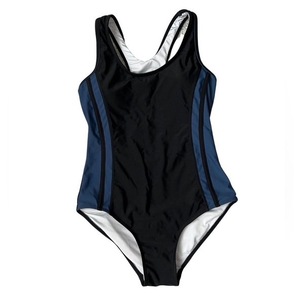 Uhnice black & blue racerback one piece swimsuit size xs - Picture 1 of 2